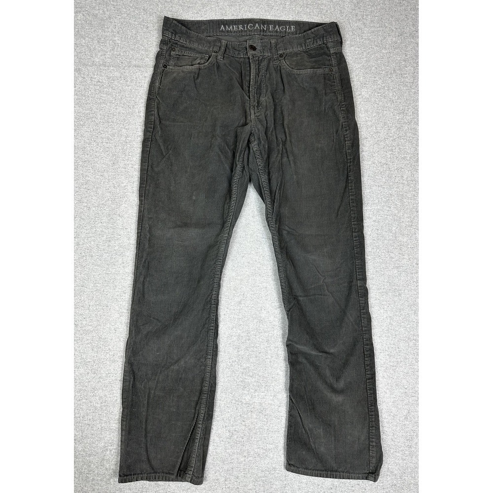 American Eagle Pants Mens 34x34 Gray Original Straight Corduroy Jeans Casual